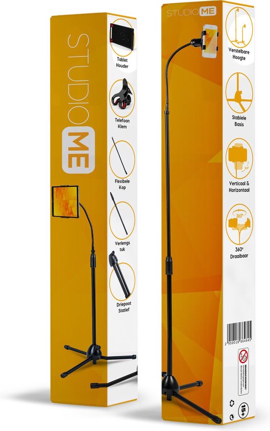 Trépied pour téléphone Studio Me - Support pour tablette - 175 cm - Noir