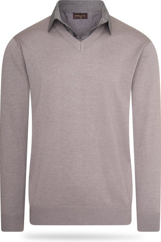 Cappuccino Italia - Pull-over homme à col roulé - Gris - Taille L