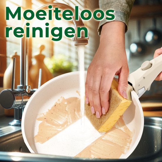 Just Perfecto 21 Set de casseroles et poêles à induction - Beige Set de casseroles et poêles avec couvercle pour gaz et induction - Sans PFAS - Poignées froides