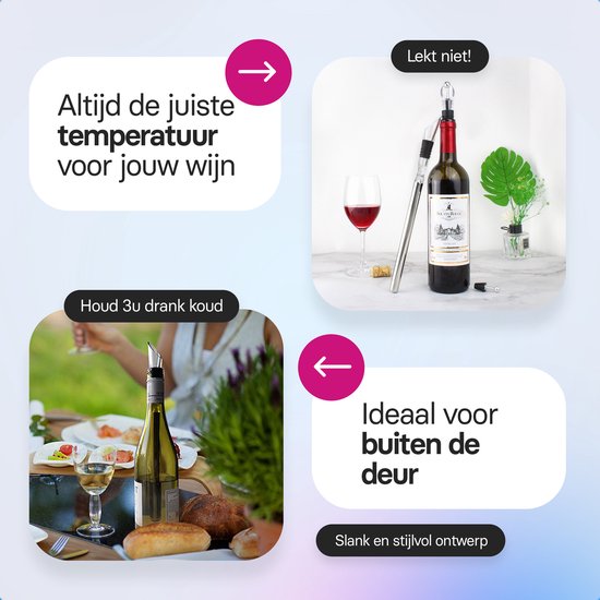 Bâton rafraîchisseur de vin Roegaarden - Rafraîchisseurs de vin - Bec verseur inclus - Bouchon inclus