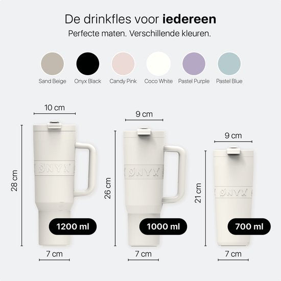 ONYX Bouteille à boire avec paille 700ML - Bouteille d'eau pour enfants et adultes - Mug Thermos Mug de voyage en acier inoxydable - Buvette de motivation - Tasse à boire pour l'école - Coco White