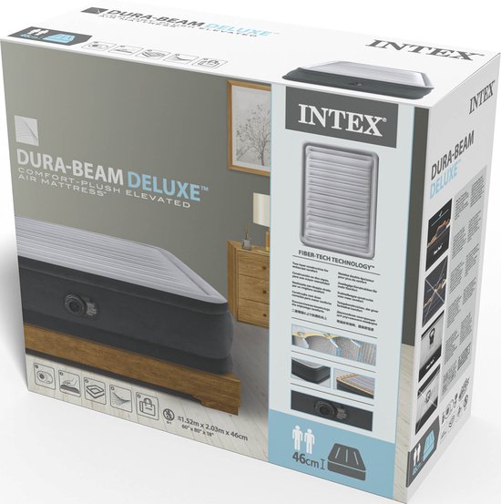 Intex Queen Comfort-Plush Airbed avec pompe intégrée - 203x152x46 cm