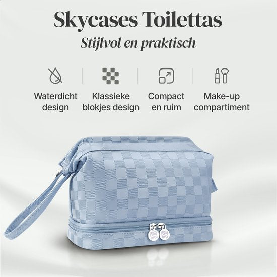 Skycases Travel Essentials - Trousse de toilette et de maquillage - Imperméable et compacte - Convient pour le voyage et l'usage quotidien - Unisexe - Bleu clair