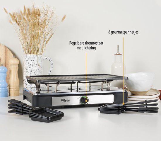 Tristar Gourmet Set - RA-2746 - 1400W - Gril 8 personnes - Inclut 8 poêles - Sans PFAS