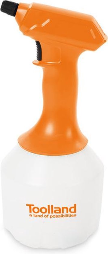 Toolland Pulvérisateur à pression, électrique, buse réglable, indicateur LED, 1 litre, blanc/orange/noir