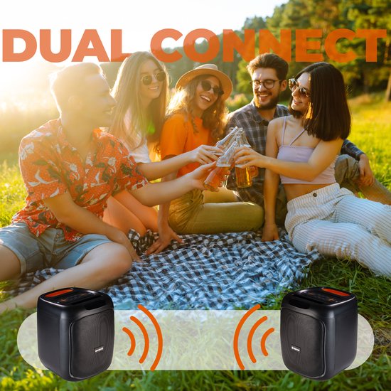 Enceinte Bluetooth Denver Party Box - Lumières disco - Incl. Télécommande - Prise microphone - BPS165