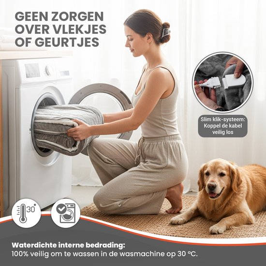 Couverture chauffante TTD® électrique - 200 x 180 cm - 40-60 °C - Flanelle