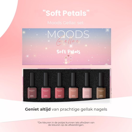 Moods Gellac 6-Piece Set - Gel Nail Polish Starter Pack - Gel Nail Polish - 8ML - Soft Petals - Gellac - Nails - Chic Colours