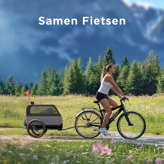 TrevoPet® Dog Bike Trailer XL - remorque pliante pour vélo - remorque pour chien avec rampe, système de suspension et résistance aux intempéries - convient aux vélos électriques - 45 kg - gris