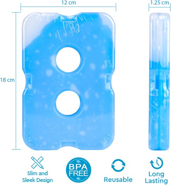 Eléments de refroidissement pour glacière et sac isotherme - 4 paquets - Eléments de congélation plats, petits et mini pour le voyage, le pique-nique et le camping - Eléments de refroidissement compacts en gel - Sunflake
