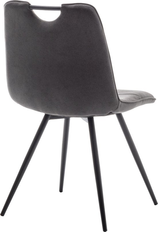 Furnihaus Chaise de salle à manger Leon Microfibre Anthracite Lot de 2