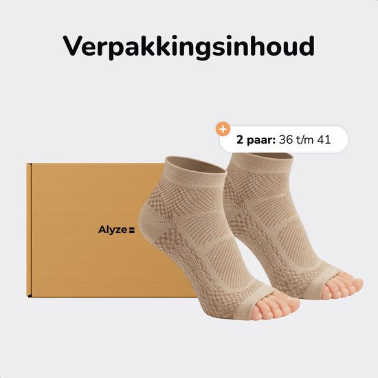 Alyze Compression Socks - 2 paires - Taille 36-41 - Pour femmes et hommes - Neuropathie - Bas - Chaussettes de soutien médical - Diabète - Lit - Sommeil - Sport - Chaussettes - Circulation & Running