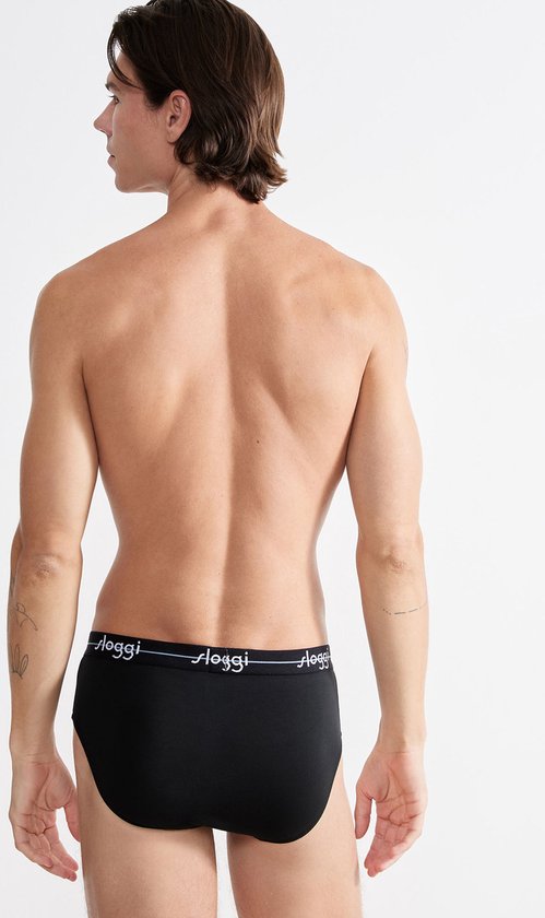 sloggi Start Midi 2-Pack Briefs - Hommes - Coton/Elastane - Taille régulière - Bande élastique - Noir - Taille XL