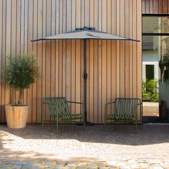 VONROC Premium Parasol Magione - Parasol de balcon durable - Semi-circulaire 270x135cm - Toile résistante aux UV - Gris - Housse de protection incluse