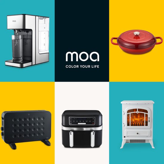 MOA Casserole en fonte - 3,5L - Pour toutes les sources de chaleur y compris l'induction - Avec couvercle - Ø 30cm - Revêtement antiadhésif - Rouge
