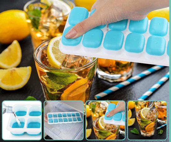 Loti Living Moule à glaçons - 4 pièces - Vert, Jaune, Bleu, Rose - Moules à glaçons - Moule à glaçons en silicone - Glaçons - Sans BPA