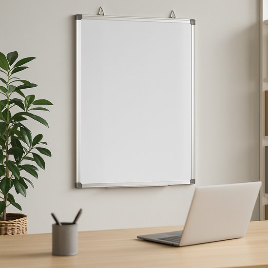 BRASQ Tableau blanc 60×45 cm magnétique - avec accessoires (marqueurs, gomme, aimants) - Tableau noir - Tableau magnétique - Blanc