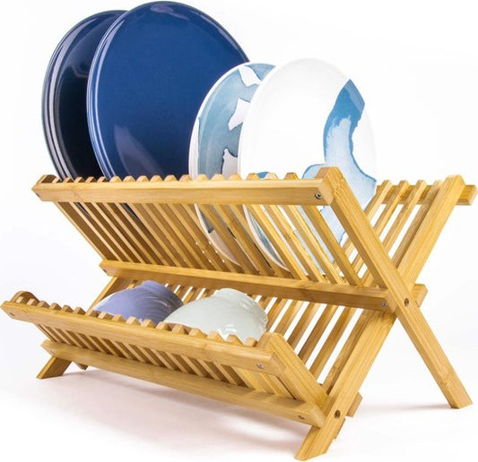 Budu Egouttoir - Egouttoir en bois de bambou - Egouttoir pour la vaisselle - Egouttoir pour le lave-vaisselle - Egouttoir pour la cuisine - Pliable - Pliable