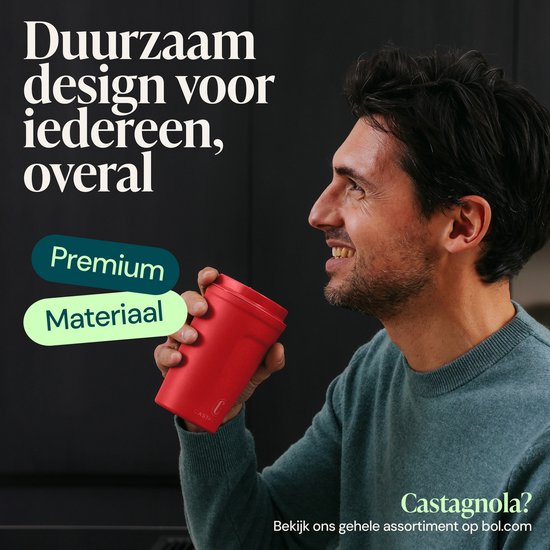 Tasse thermos Castagnola - Tasse à café à emporter - Tasse de voyage pour café et thé - Tasse à thé - 380 ML - acier inoxydable - Rouge