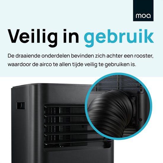 MOA Mobile Air Conditioner - 7 000 BTU - Climatiseur - télécommande - Classe énergétique A - Kits d'étanchéité pour fenêtres - Chambre à coucher - Salon - jusqu'à 60 m³ de refroidissement - ventilateur et déshumidificateur - Noir
