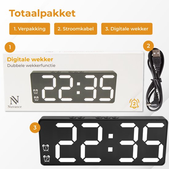 Réveil Numérique LED Nuvance – Horloge Digitale Moderne pour Enfants et Adultes