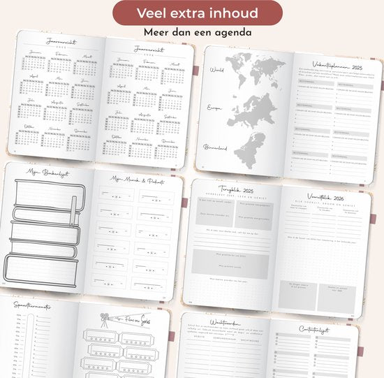 Systemyze Agenda 2025 Adultes - Planificateur - Journal - Organiseur - Feuilles d'autocollants incluses - Format A5 - Rose