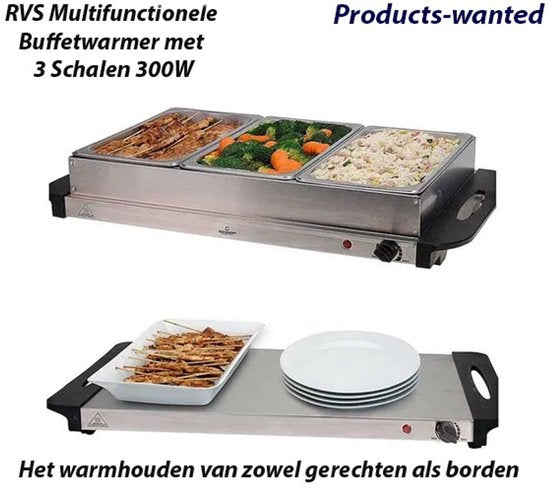 Excellent Electrics - Chauffe-buffet électrique 2 en 1 en acier inoxydable (300W)