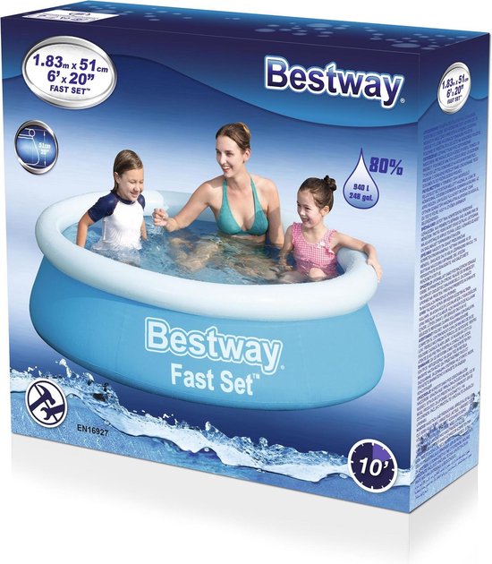 Bestway Kids' Pool - Ø 183 cm - Modèle 57392 - Bordure gonflable