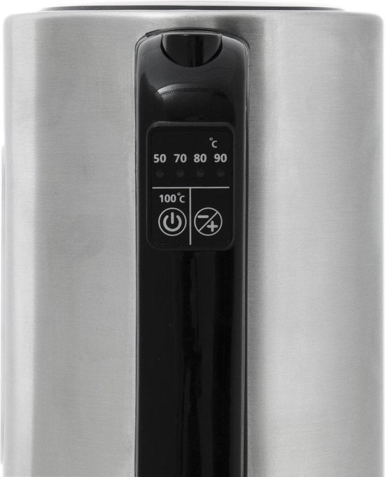 Inventum HW817D - Bouilloire - Capacité 1,7 litre - Acier inoxydable - Fonction maintien au chaud - Éclairage LED - 2200 watts - Acier inoxydable/Noir
