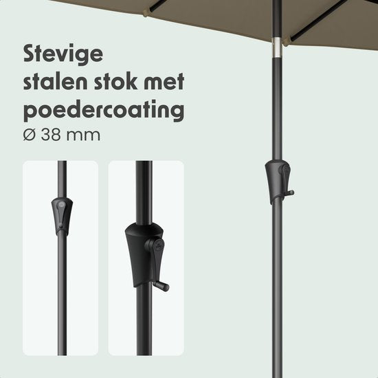 LifeGoods Parasol double - jardin - 160x300cm - jusqu'à 8 personnes - imperméable - UPF50+ - Taupe