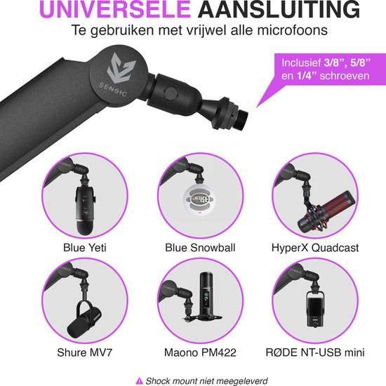 Sensic SA 30 Bras de microphone sans microphone - Support de microphone - Bras de perche - Standard - Avec élévation de 15cm