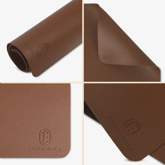Sets de table Castagnola aspect cuir - Sets de table antidérapants en cuir artificiel - Sous-verre hydrofuge - Sous-verre - 6 pièces - 45 x 30 cm - Marron