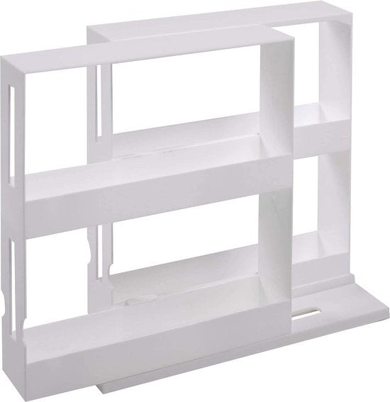 Rangement à épices coulissant - UPP – 2 niveaux – Jusqu’à 20 pots – Installation sans perçage – Blanc