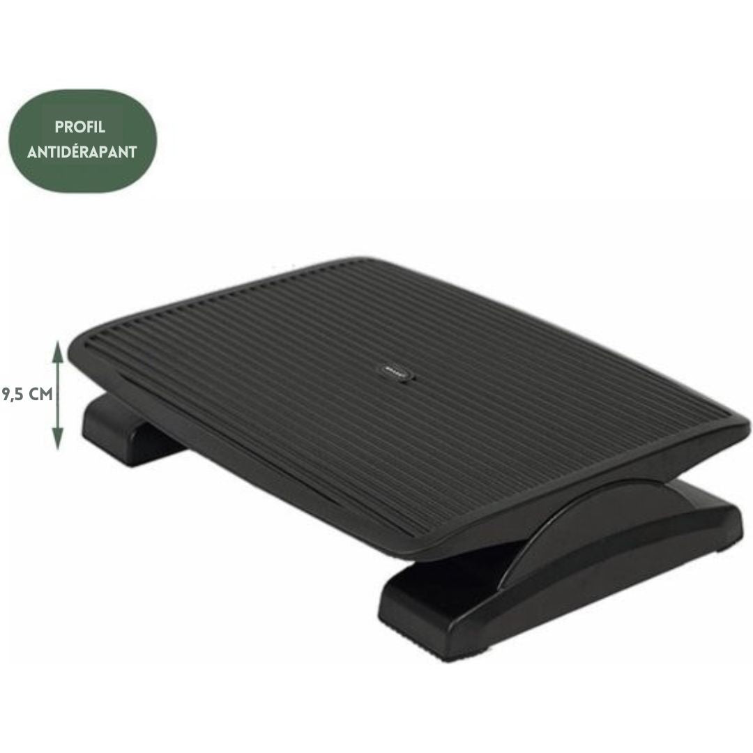 Repose-pieds ergonomique pour bureau - BRASQ - Accessoires de bureau - Réglable - Antidérapant - Noir