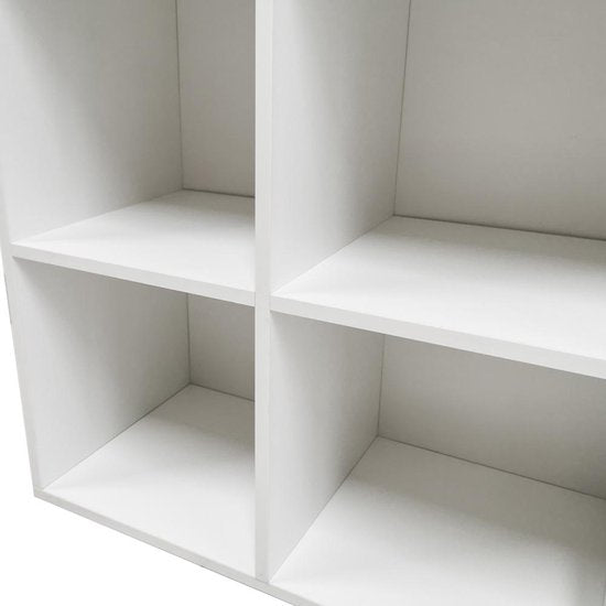 Meuble de rangement pour disques vinyles - rangement disques vinyles lp - bibliothèque - 4 compartiments - blanc