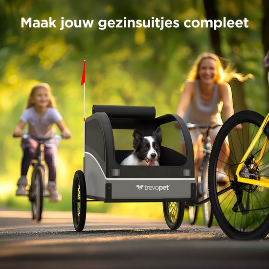 Trevopet® remorque vélo pour chien - remorque vélo pliable pour chien - remorque pour chien - convient aux vélos électriques - jusqu'à 40 kg - pour chiens de taille moyenne et grande - noir
