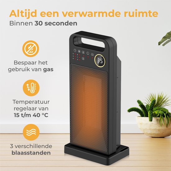 Nuvance - Réchaud électrique - 2000W - Réchaud de terrasse - Réchaud céramique - Réchaud à ventilateur - Chauffage électrique