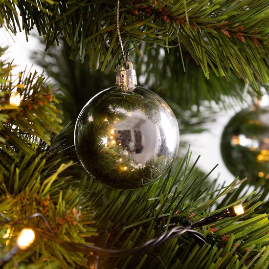 Boules de Noël 24pcs - Ø6cm Matt Shiny Shimmering - Plastic Silver