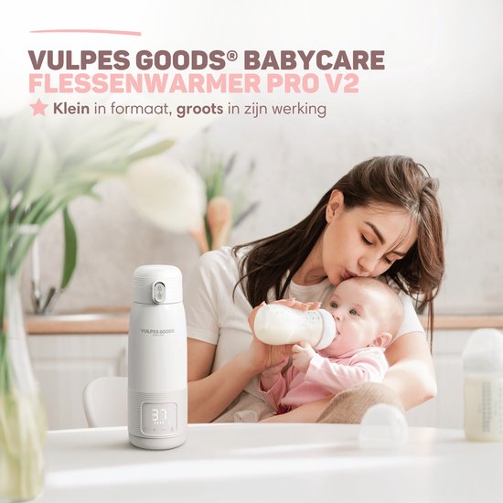 Vulpes Goods® BabyCare - Thermos Bottle Warmer On the Go - 500ML - Chauffe-biberons - Acier inoxydable - 6400 mAh - 500ML - Rechargeable - Sans fil et portable - Pour tous les types de biberons - avec rétention de chaleur - Alimentation pour bébés - PRO V