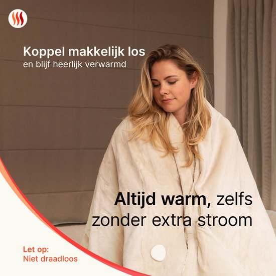 Seranova Couverture électrique XXL - 180x160 cm - Couverture électrique 2 personnes - Couverture chauffante - Sherpa polaire double face - Crème beige