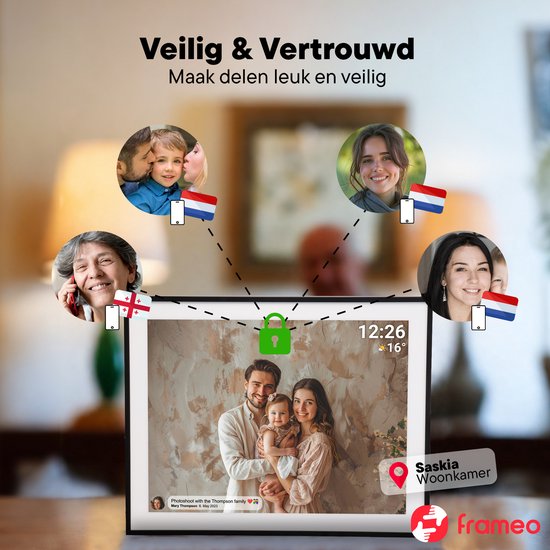 Cadre photo numérique Denver 19 pouces - HD - Frameo App - Cadre photo - WiFi - 32GB - IPS Touchscreen - PFF1970