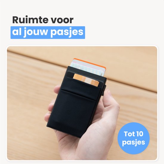 Porte-cartes pour 10 cartes - Sécurisé - Extensible - Protection RFID - Carte - Portefeuille - Aluminium - Homme - Pour hommes et femmes - Porte-cartes - Noir