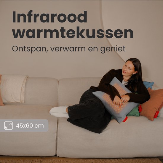 Auronic Heat Pillow - Classic - 45x60 - Sans fil - Rechargeable - Oreiller électrique - Infrarouge - Gris