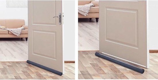Double coupe-courant d'air pour portes - 2 pièces - 95 cm - Réglable - Gris - Bande coupe-courant d'air - Coupe-courant d'air - Coupe-courant d'air - Rouleau de porte - Coupe-courant d'air - Coussin de porte - Isolation de la porte - Universel