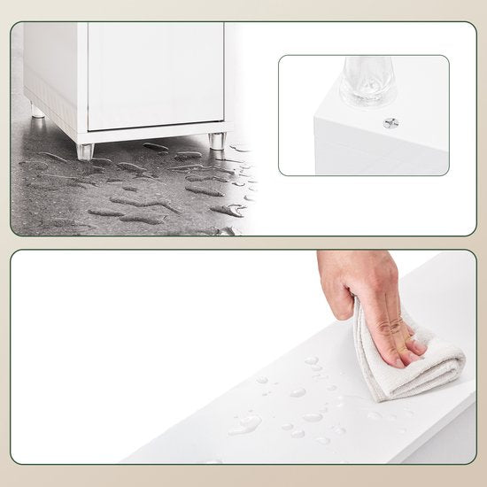 SoBuy BZR167-GW Meuble de salle de bain haut - Blanc perle Bois composite avec tiroir