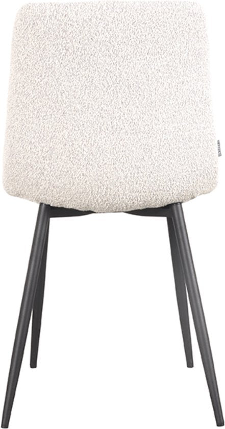 LABEL51 Chaise de salle à manger Juul - Blanc - Tissu - Structure noire - Chaise - Chaise de salle à manger régulière