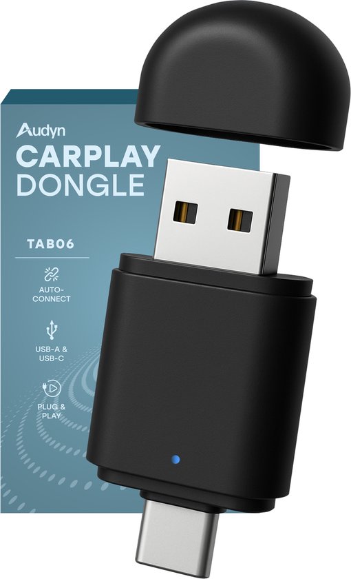 Audyn CarPlay Dongle - USB & USB-C - Convient à Android Auto & Carplay - CarPlay Wireless - Car Dongle - Sans fil