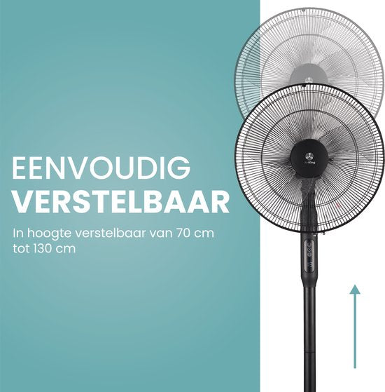 AirKing Ventilateur sur trépied 3-en-1 avec télécommande - Ventilateur vertical économe en énergie avec 3 réglages de vitesse - Ventilateur de refroidissement avec minuterie et mode nuit pour un refroidissement optimal - Noir