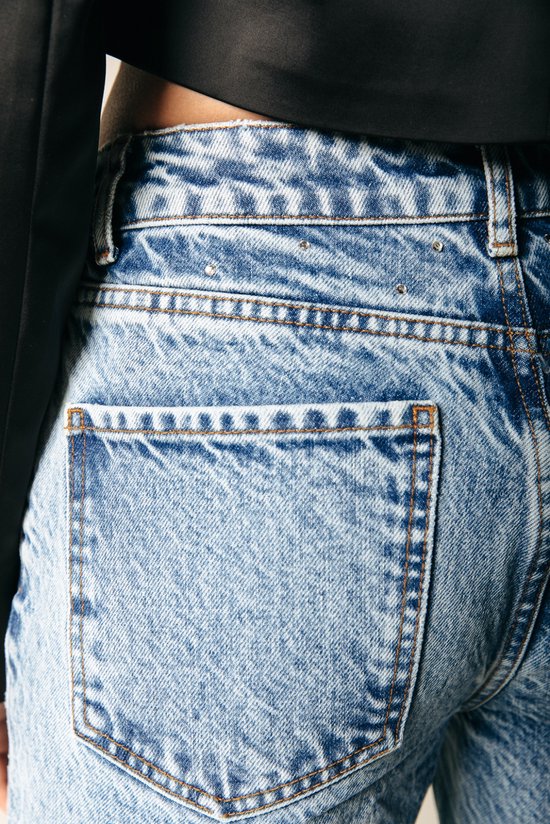 Pantalon en jean droit à taille moyenne Colourful Rebel Jones Rhinestone - S