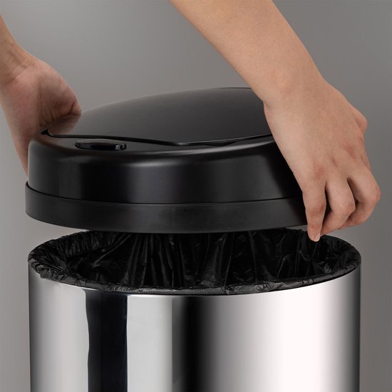 Poubelle automatique / Poubelle / Poubelle à détecteur - 50 litres - Argenté - Rond